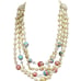 Vintage Triple Strand Glass Pearl & Wedding Cake Necklace (A762)