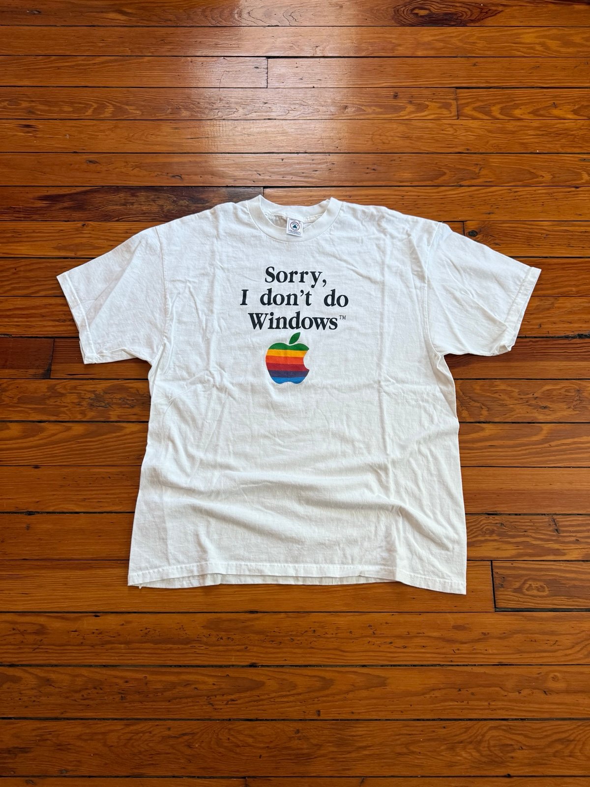 RARE Vintage 90s Tech Sorry I Don’t Do Windows Apple T shirt -size XL-