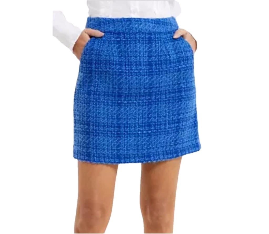 French Connection Size 6 Azzurra Tweed Plaid Mini Skirt Blue NWT MSRP 98