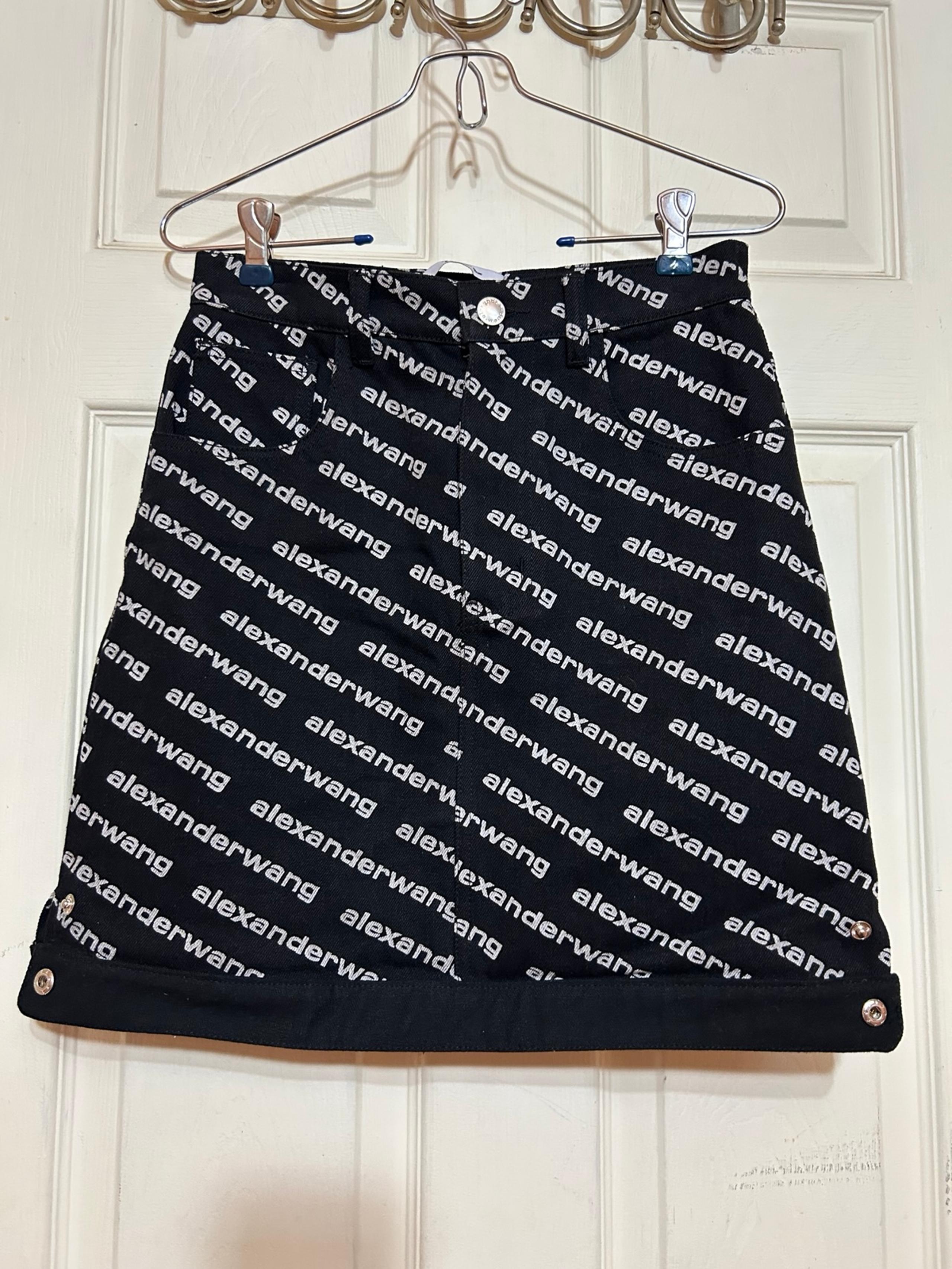 NWOT ALEXANDER WANG logo print denim skirt S
