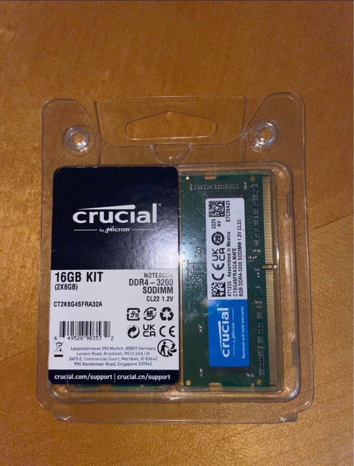 16GB KIT (2X8GB) СТ2K8G4SFRA32A NOTEBOOK DDR4 - 3200 SODIMM CL22 1.2V