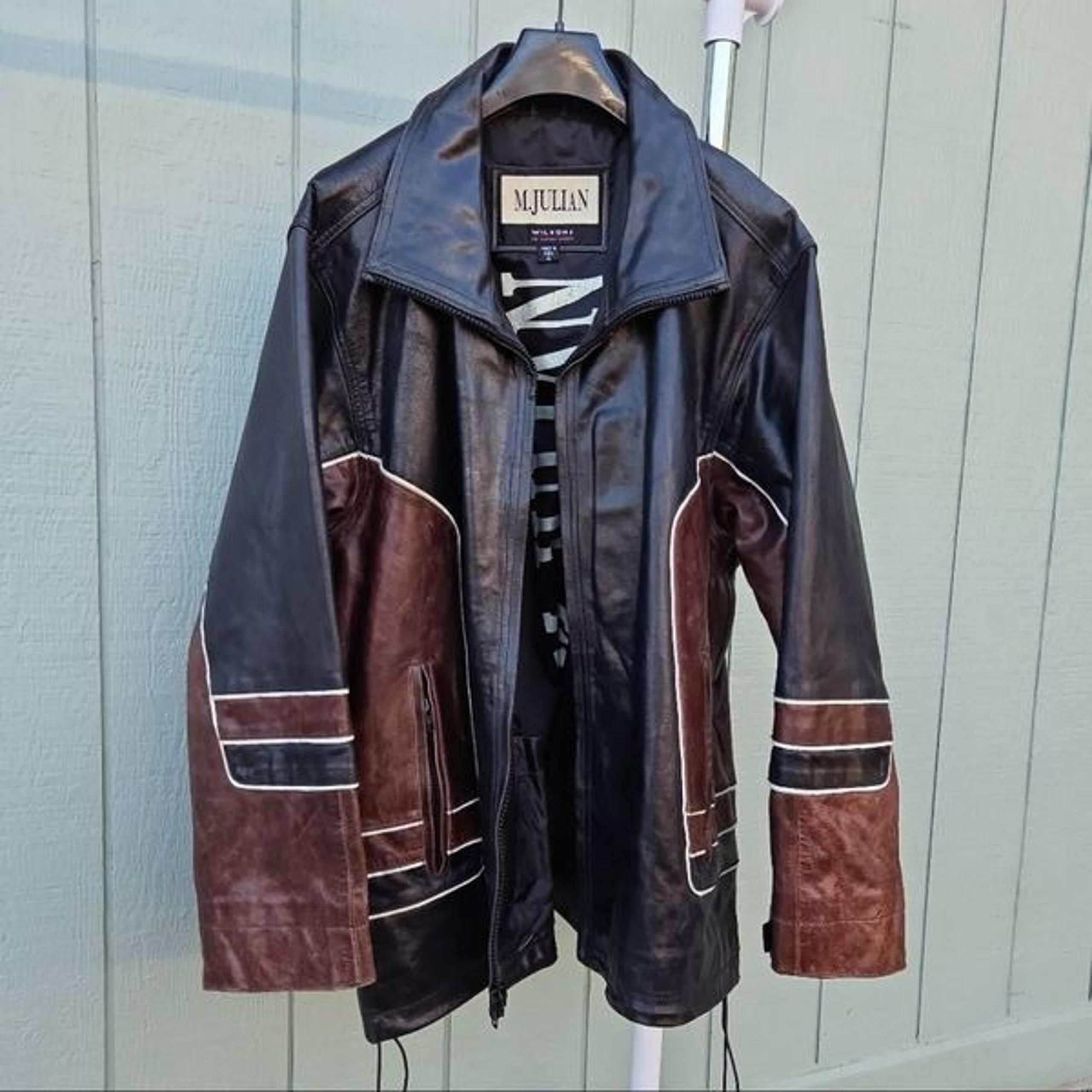 90s Wilsons M. Julian Mens Leather Oversized Vintage Motorcycle Jacket. XL