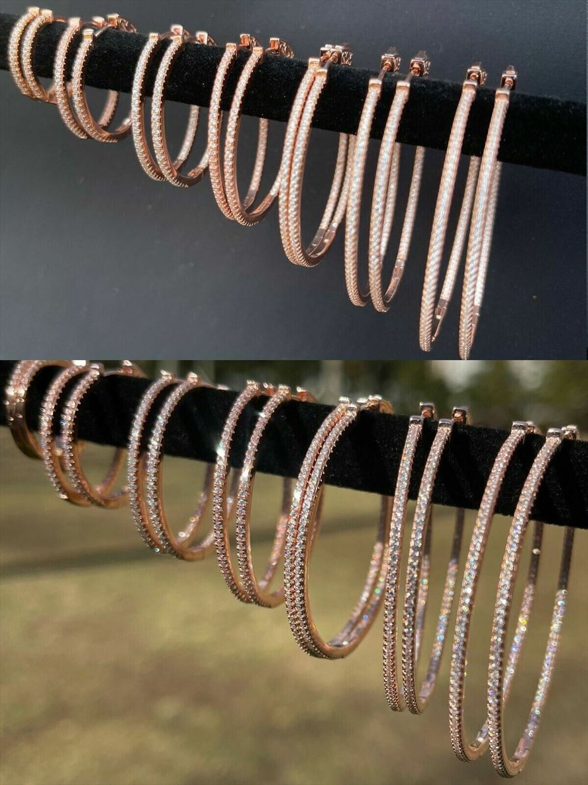 Rose Gold Diamond Hoop Earrings Ladies