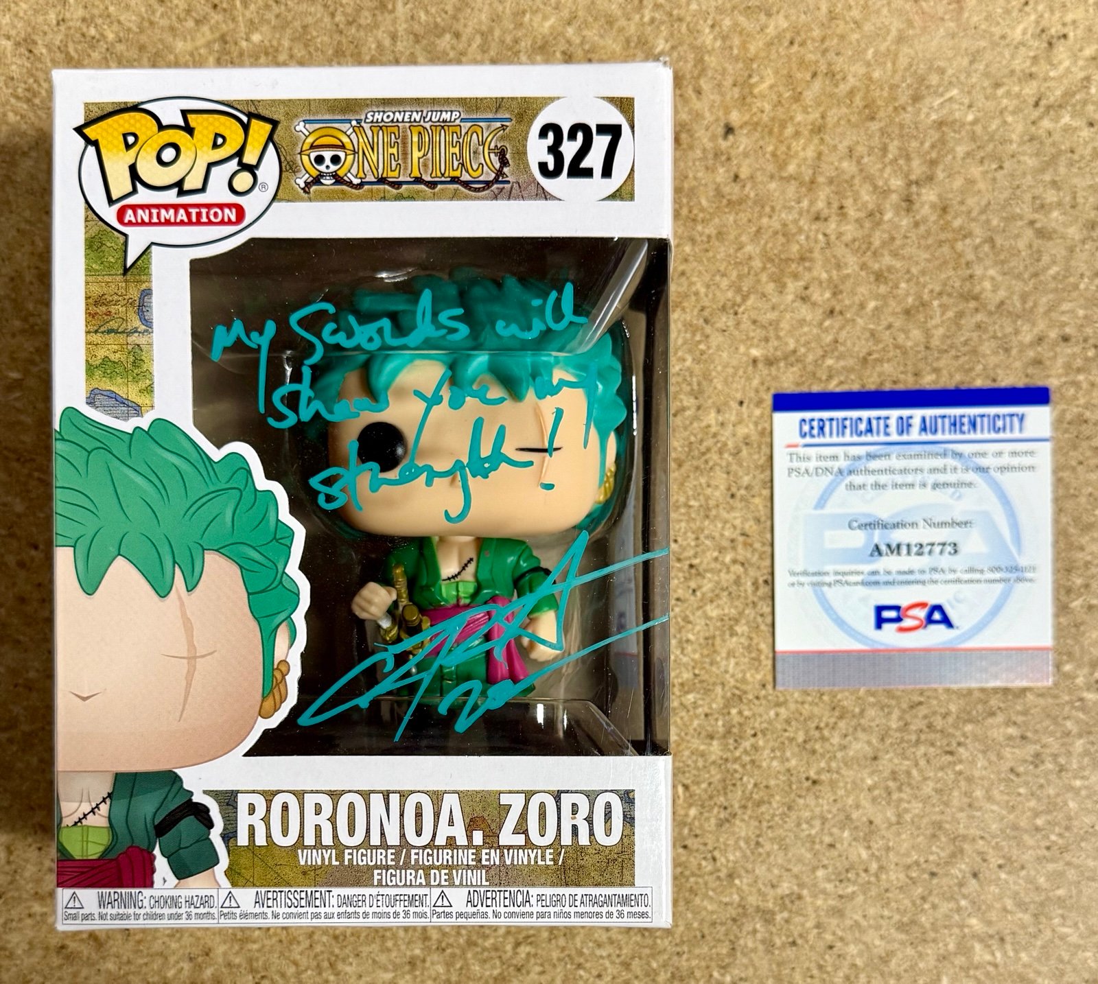 Chris Sabat Signed Roronoa Zoro Funko Pop! #327 One Piece PSA/DNA COA