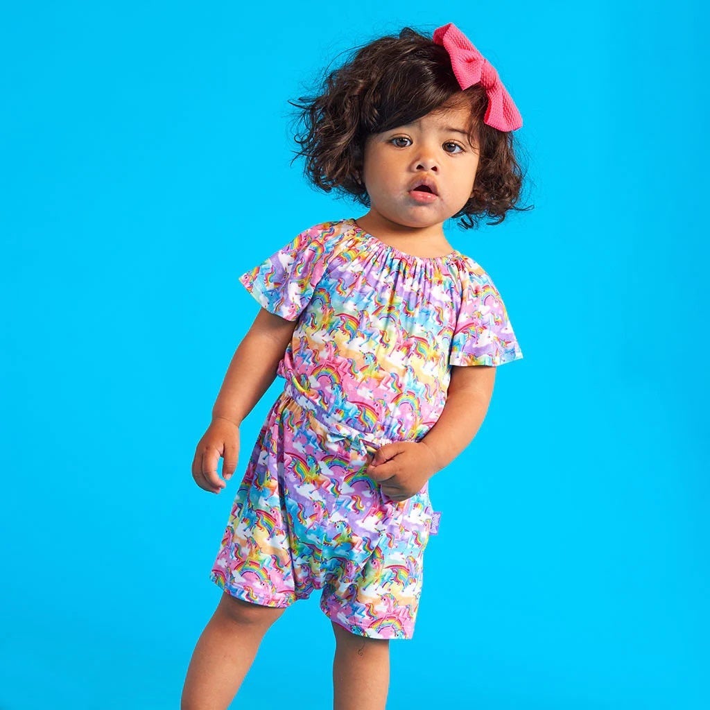 Lisa Frank® Markie™ Magic Flutter Sleeve Short Romper - 12-18 months / Multi