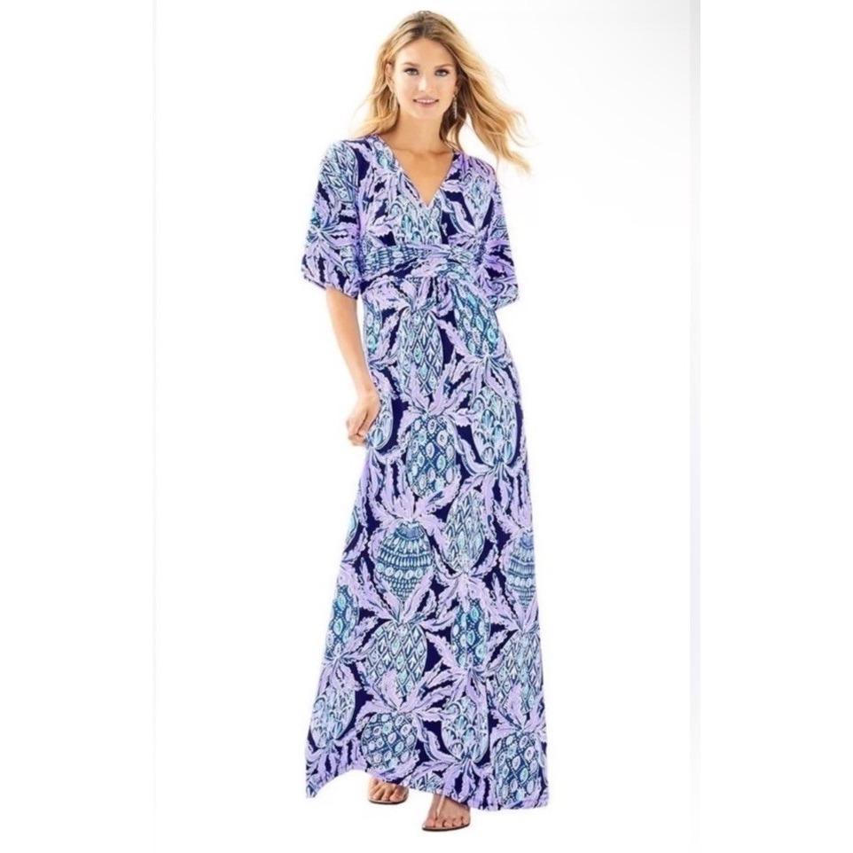 Lilly Pulitzer Womens Parigi Stretch Maxi Dress Size XS Lilac Verbena 23900