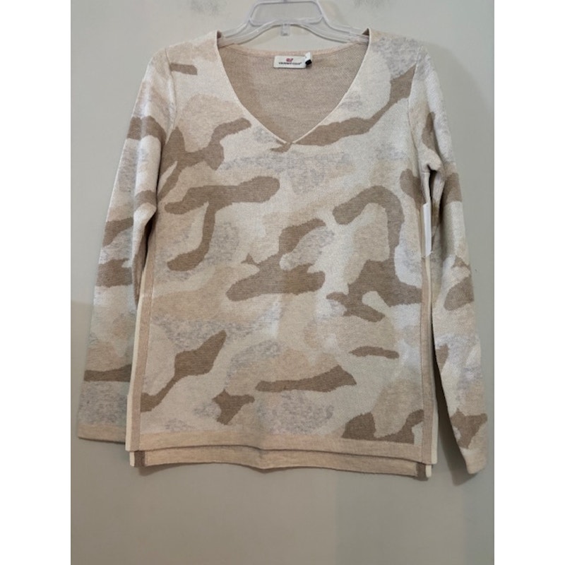 Vineyard Vines Sweater Womens Small Camo Wool Cashmere V Neck New