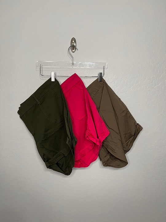 Torrid Set of 3 Cuffed Shorts 2 Green 1 Pink Size 22