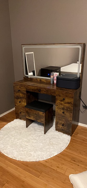 NEW 7 Drawers Vanities Dressing Makeup Table with Storage Bench