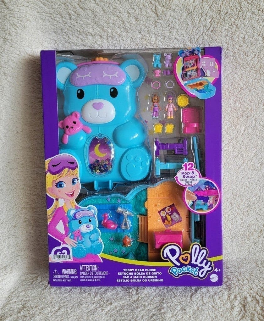 New YouTube kids Pollly pocket teddy bear purse compact playset