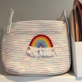 Woven Rope Basket, Medium Shelf Storage Basket 13.5 x 11 x 9 Inches