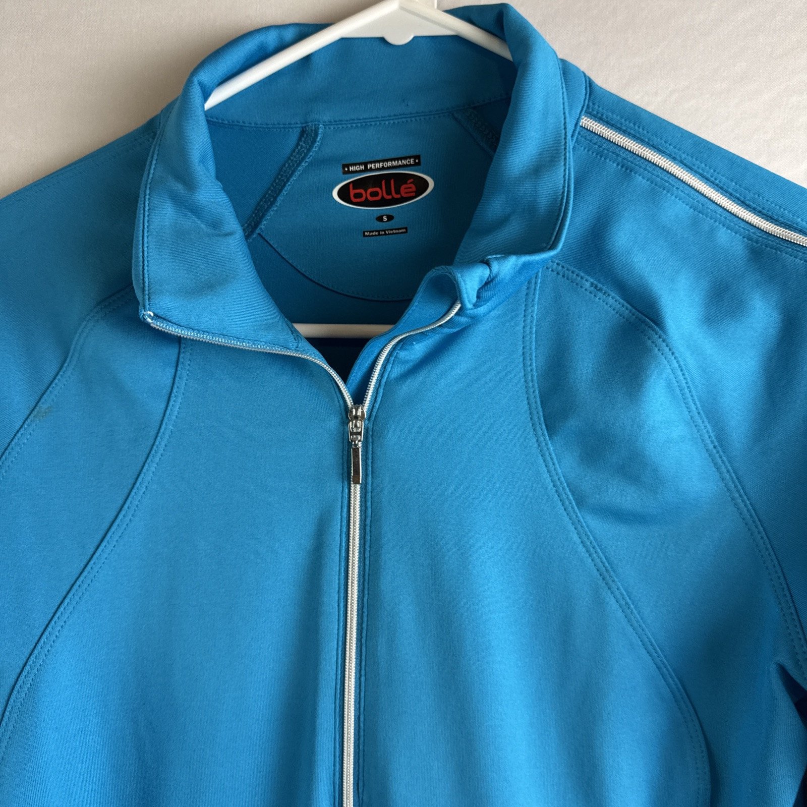NEW BOLLE Womens Small Blue Lightweight Athletic Jacket Sm Half Zip Long Sleeve