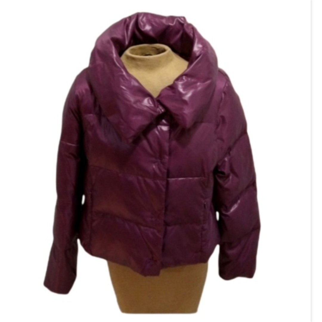 Banana Republic Burgundy Snap Button Up Long Sleeve Down Padded Jacket