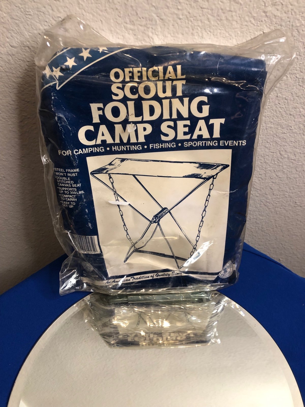 Vintage folding Boy Scout camp stool