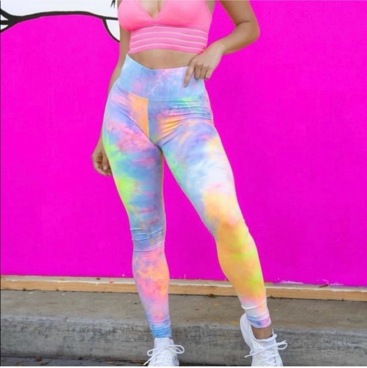 Cute Booty Lounge Sweet Tart Tye Dye Leggings - brand new