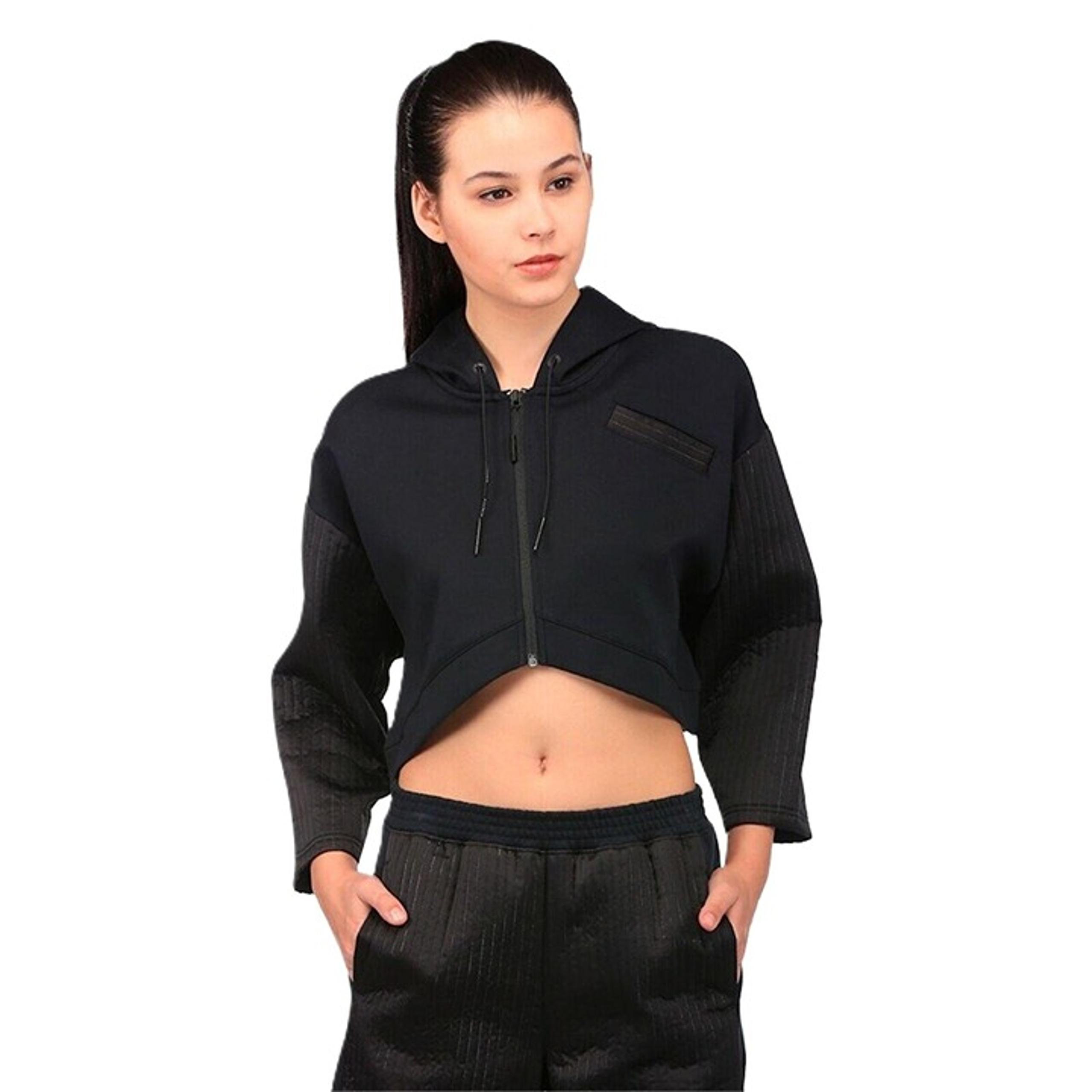 Puma Evolution Women's XL Quilted Full Zip Hoodie Activewear Athletic Gray Black