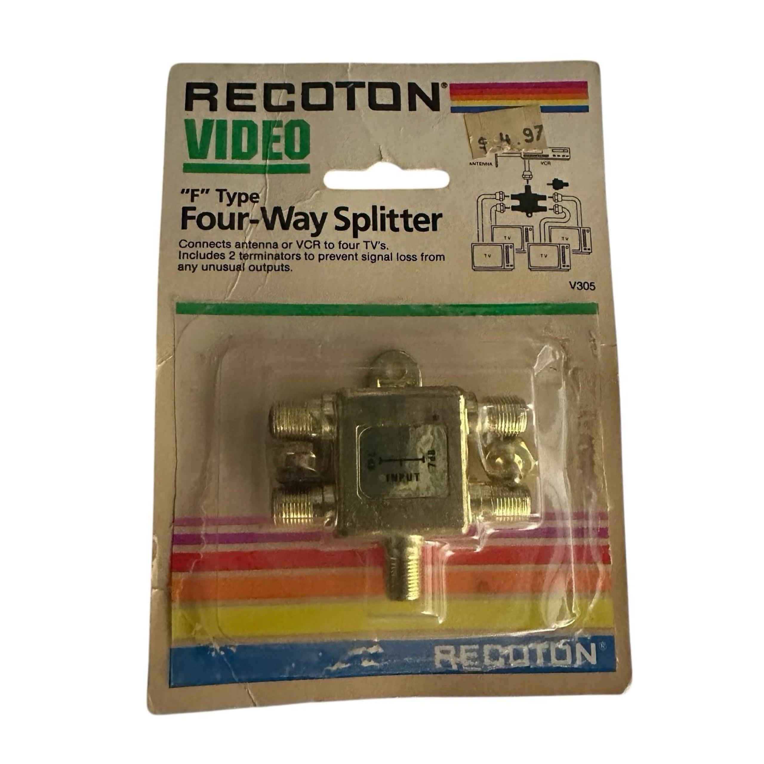 Vintage Recoton Video "F" Type Four-Way Splitter - New In Original Packaging
