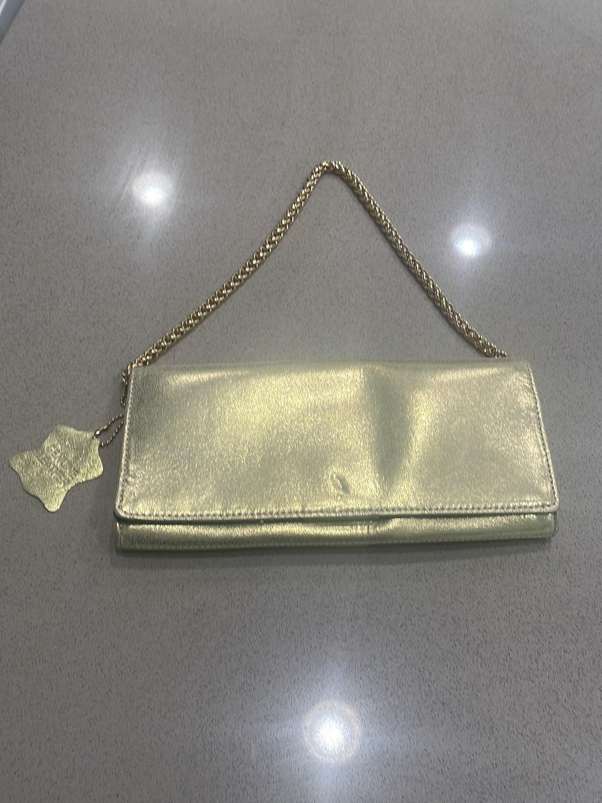 Valerie Stevens Gold Leather Evening Clutch Purse