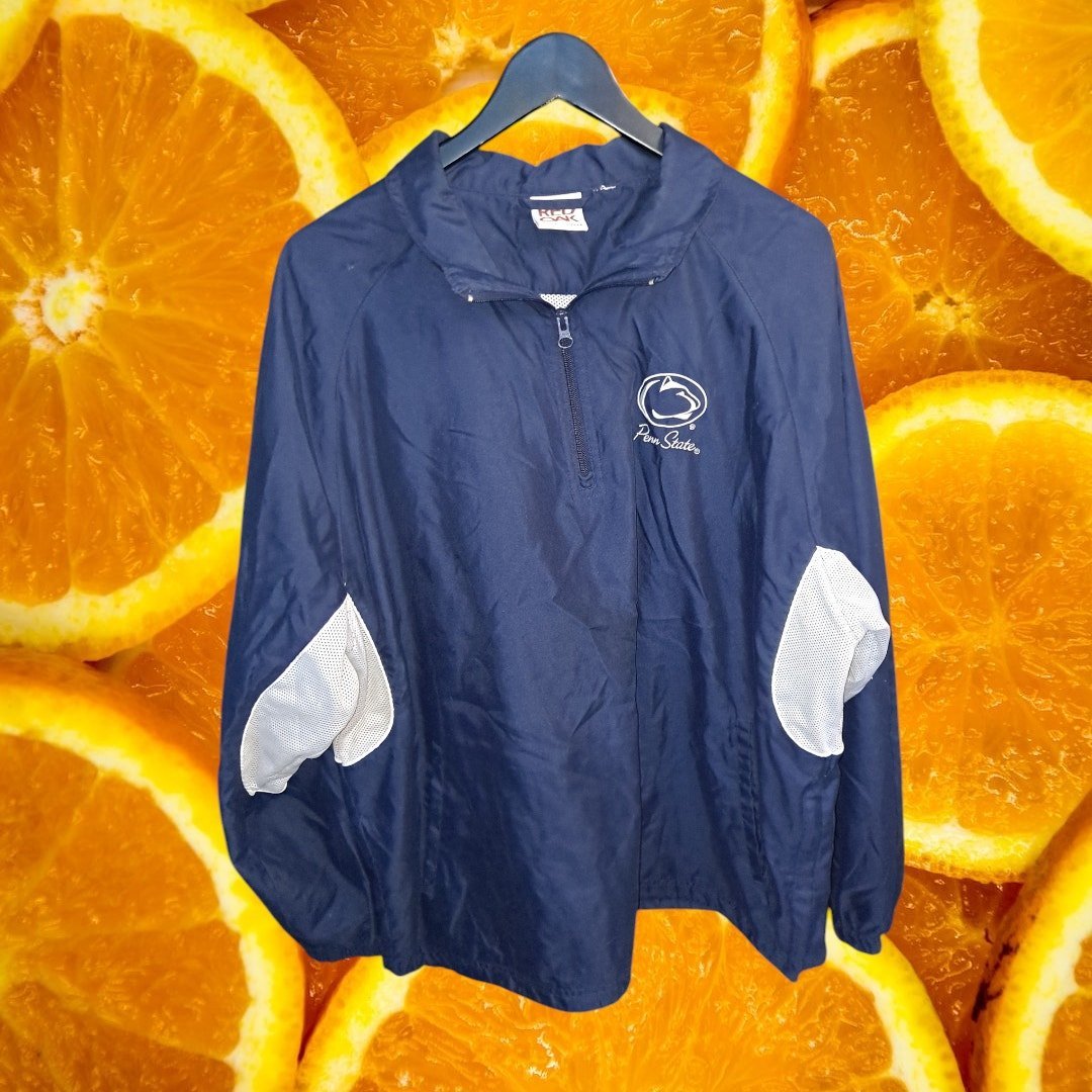 Red Oak Men's Blue Penn State L 1/4 Zip Pull Over Windbreaker Jacket Size