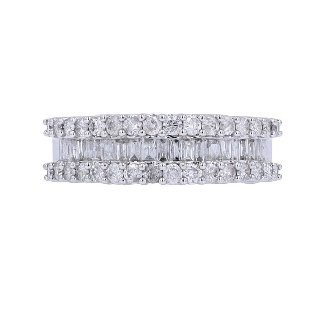1.00 CT 14K White Gold Womens Natural Diamond Fancy Baguette & Ro
