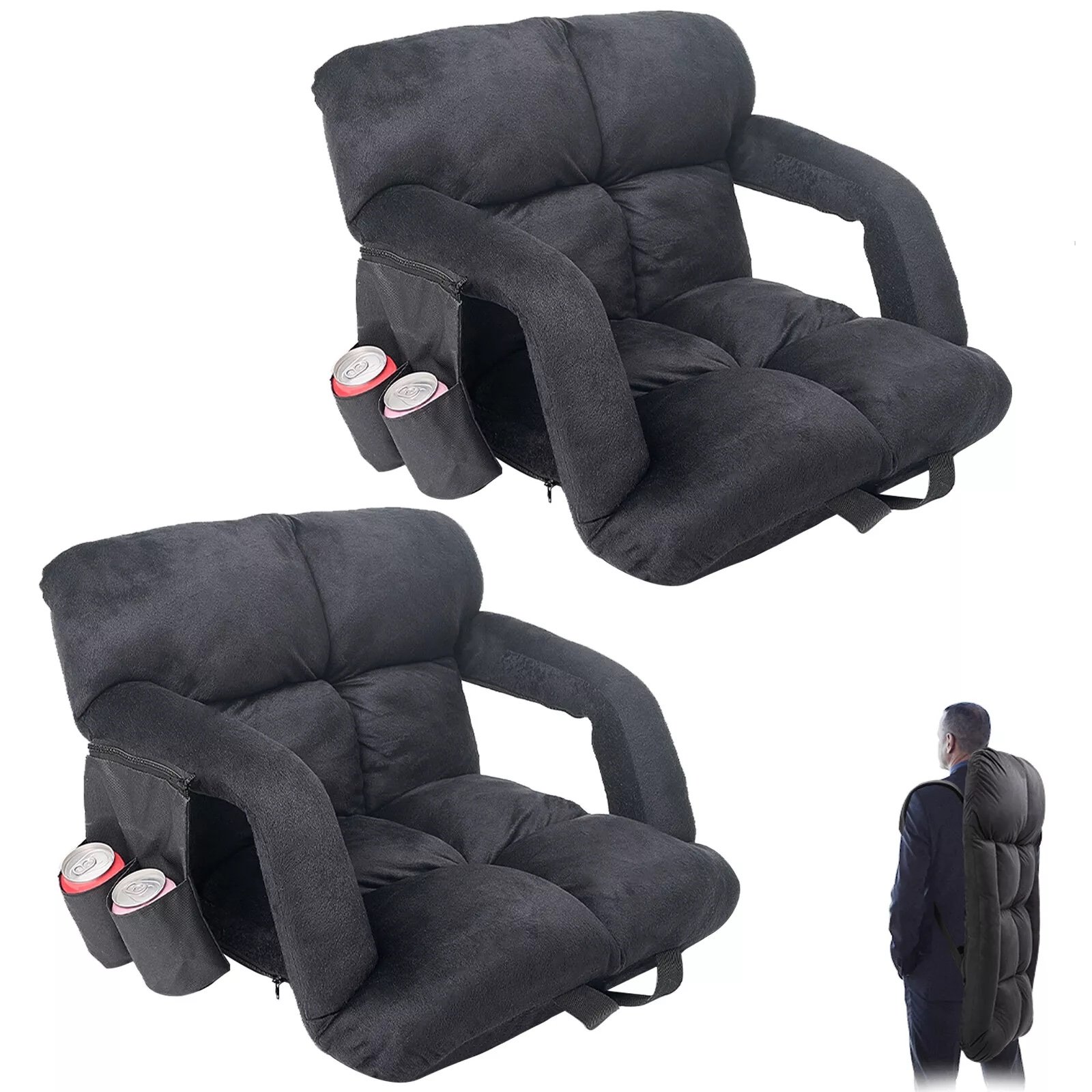MOPHOTO 2 Packs 24 W Stadium Seats with Back Support Bleacher Chairs & Cushion