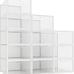 12 Pack Shoe Storage Bins, Clear Plastic Stackable Shoe Organizer for Closet