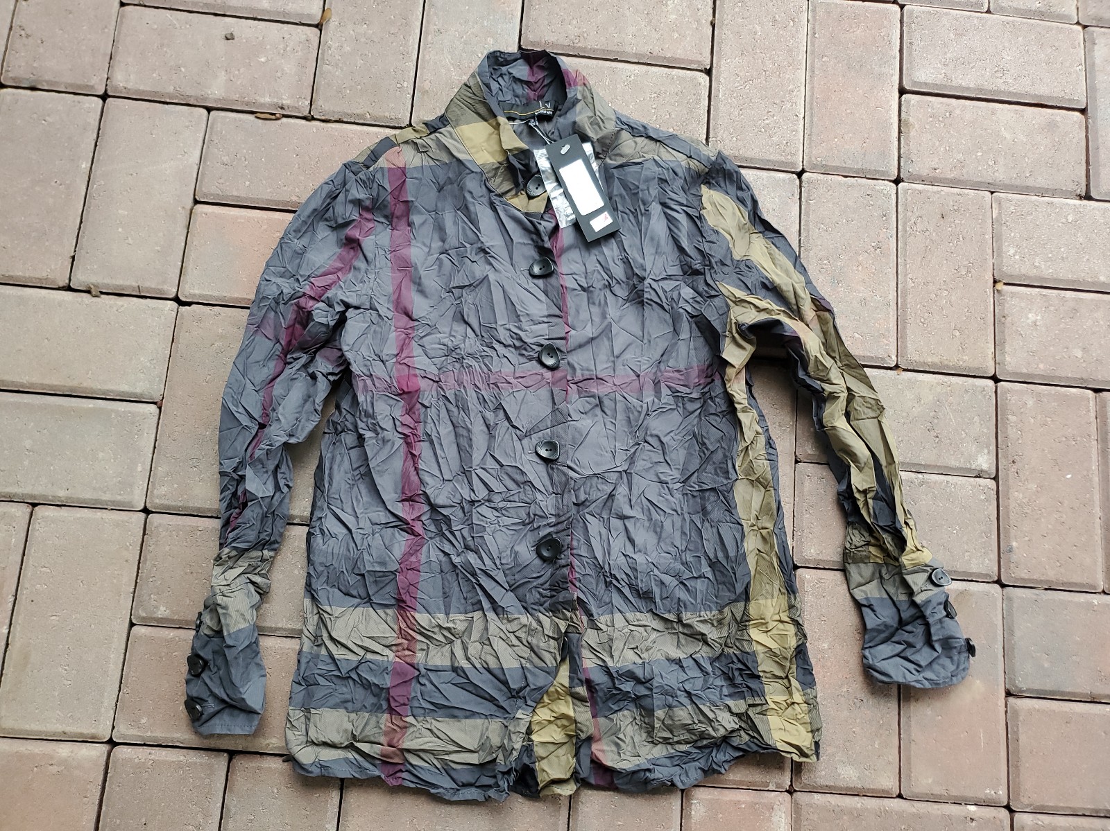 Liv by Habitat Clothes Tartan Boyfriend Jacket Crinkle Plaid Size XS NWT