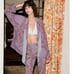 Zara Paisley Print Shawl Neck Long Sleeve Top Purple Size Small
