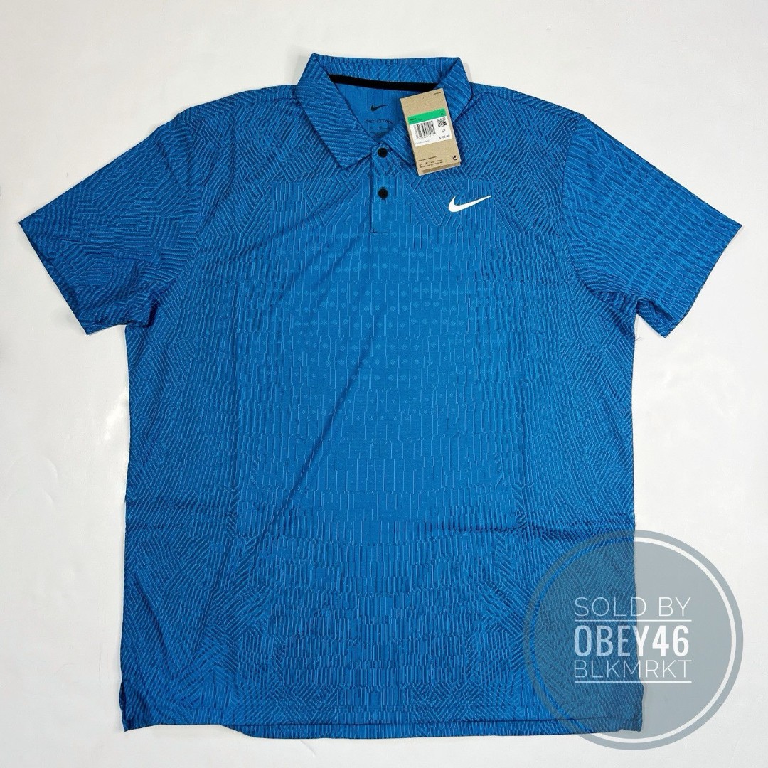 Nike Mens Golf Dri-Fit ADV Tour Shirt Short Sleeve Polo Blue FD5731-435 XL