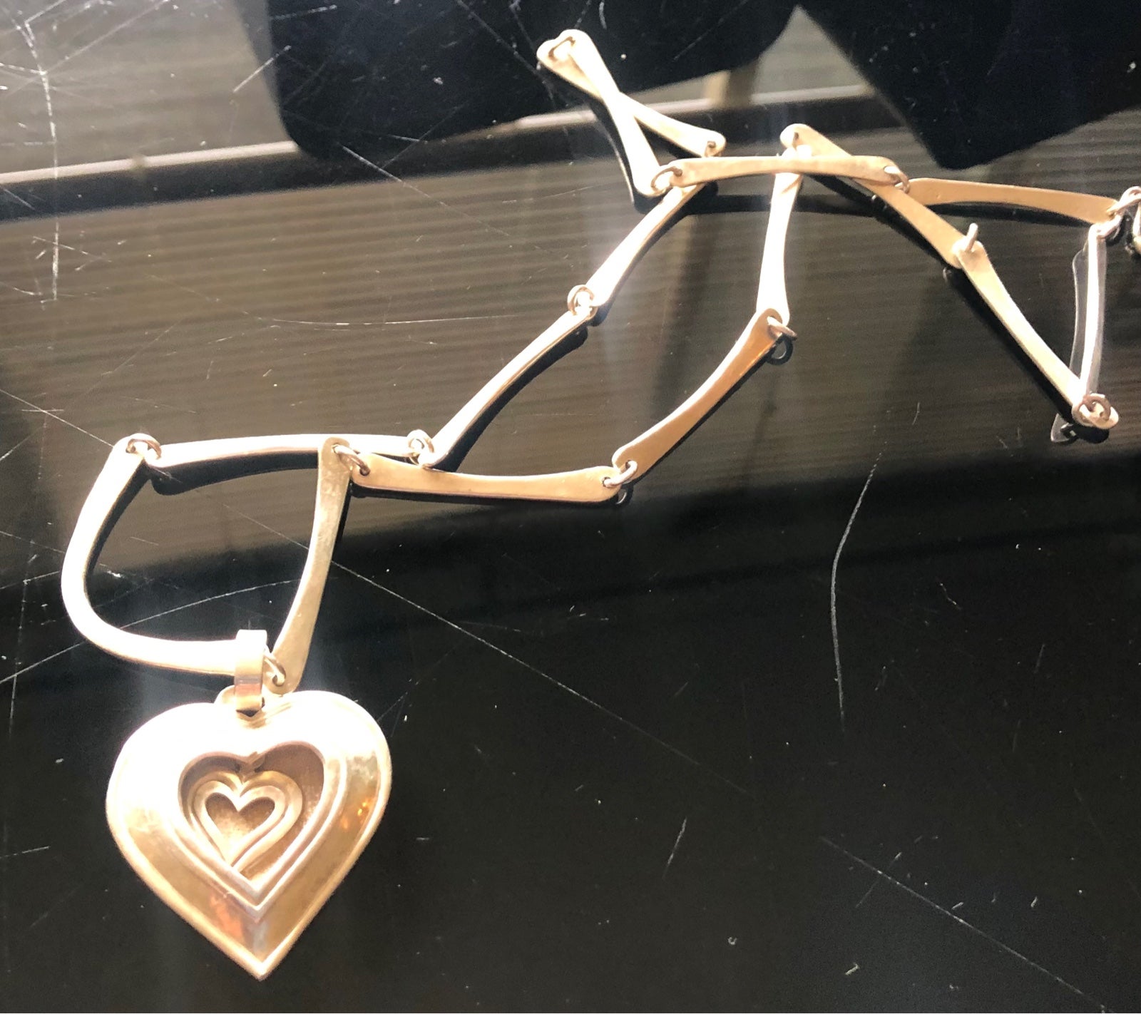 925 Sterling Silver heavy heart necklace