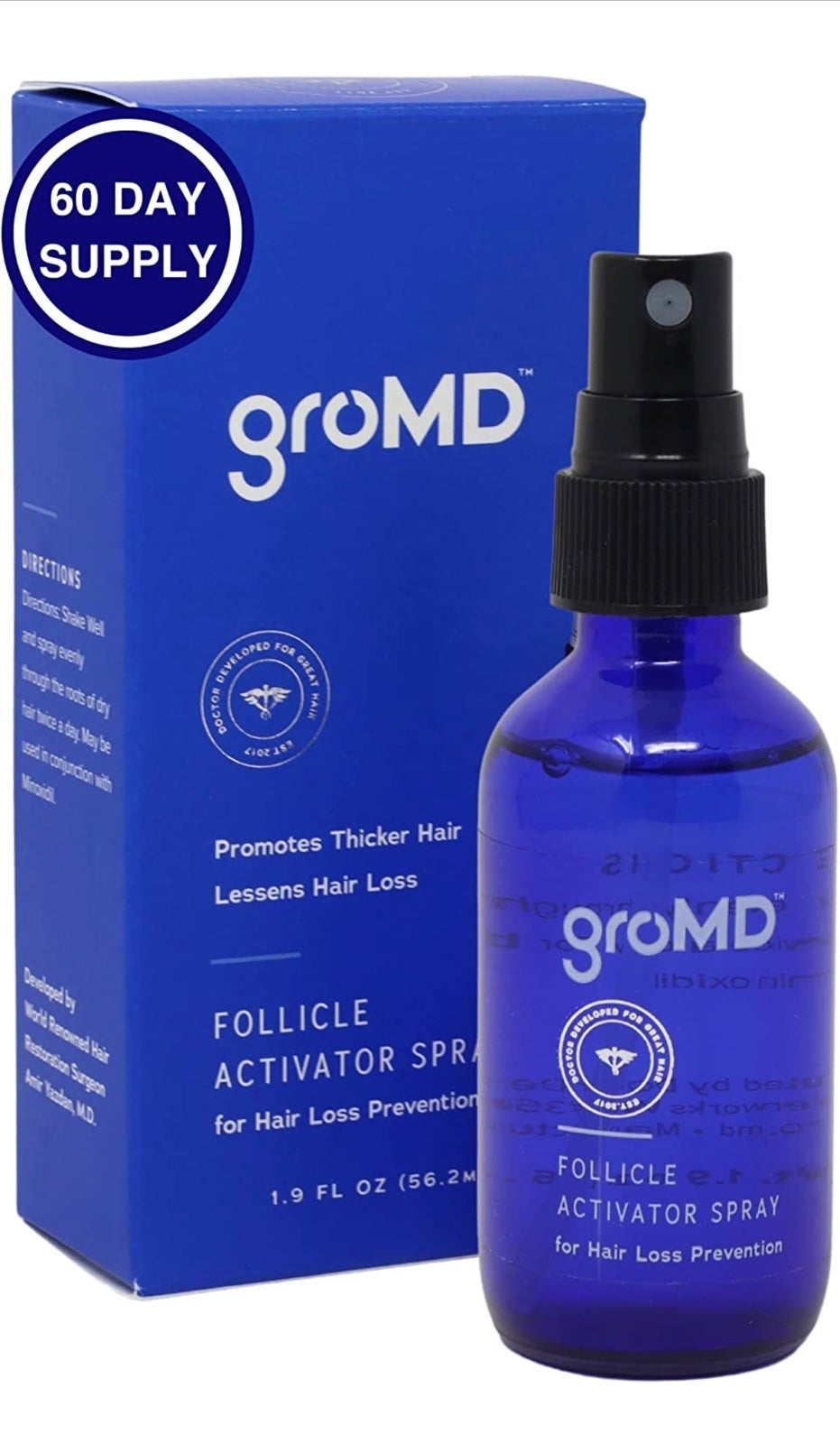 GroMD Hair Loss Serum, Hair Growth Treatment, Regrowth, Follicle Activator Spray