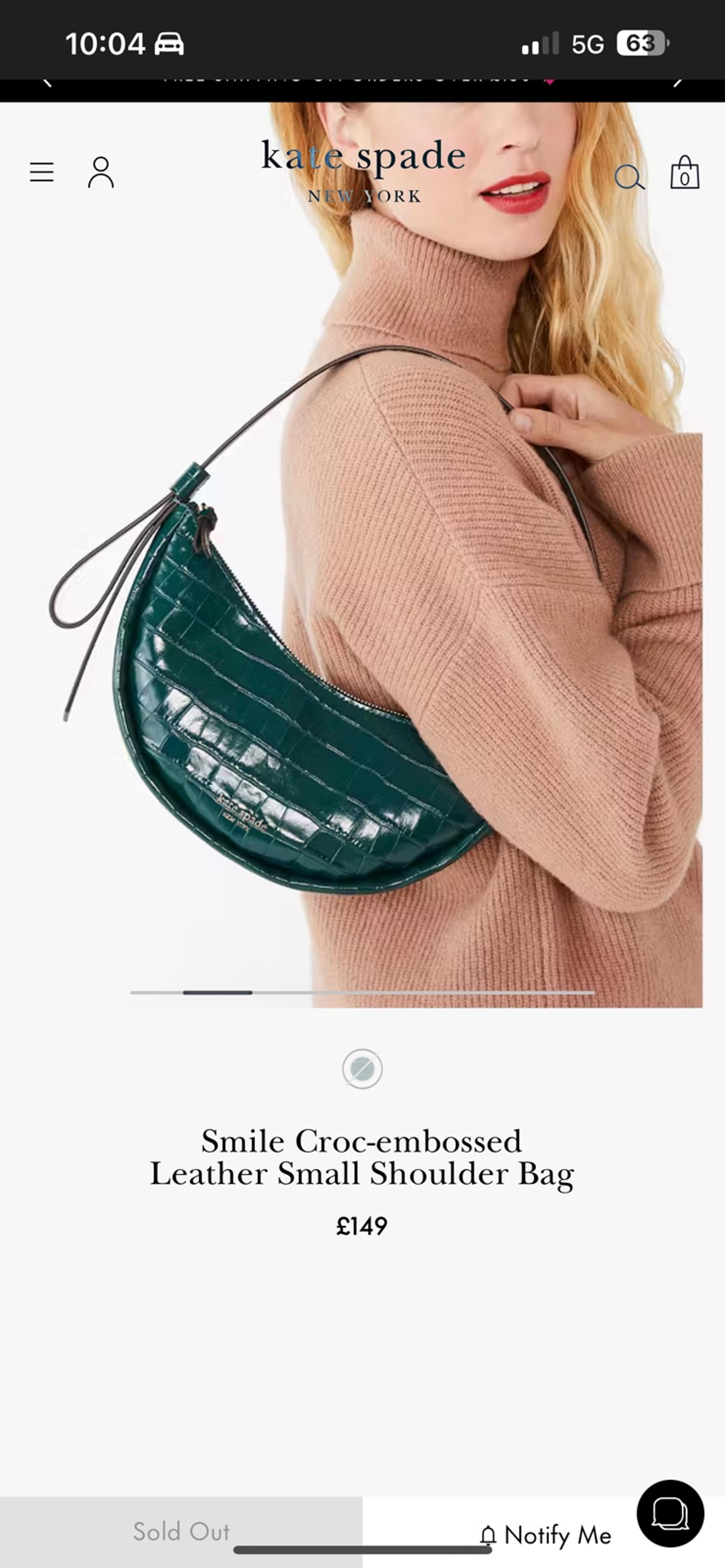 KATE SPADE “Smile” Leather Croc Shoulder Bag