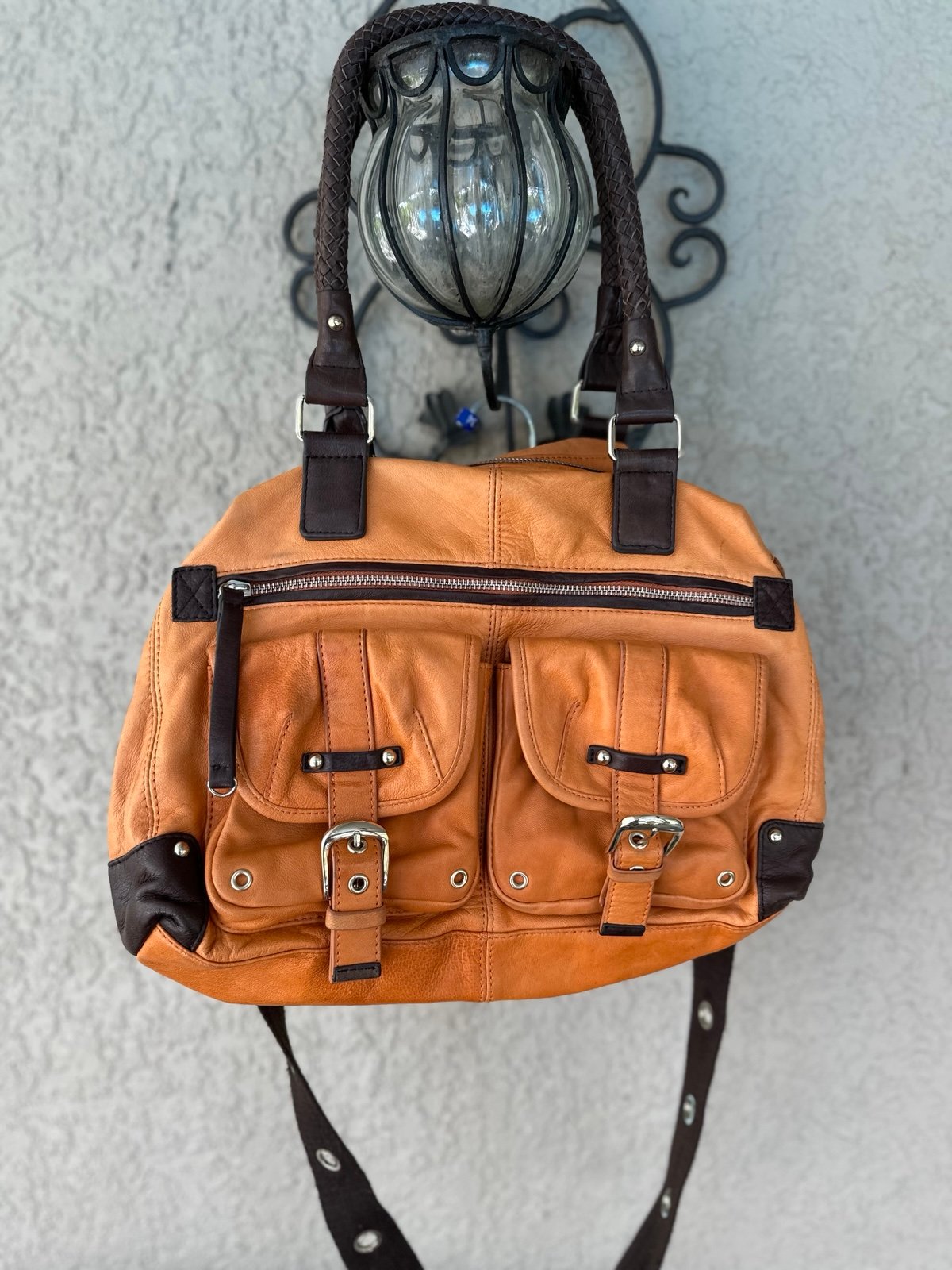 Junior Drake Satchel Leather Handbag Soft Orange