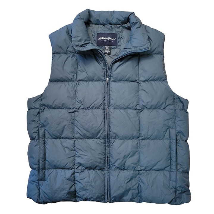 Eddie Bauer Goose Down Insulated Puffer Vest Blue L Full Zip Warm Lightweight