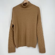 Silk Maison Sweater Cable Oversized Cashmere Turtleneck Small Camel Wool Blend
