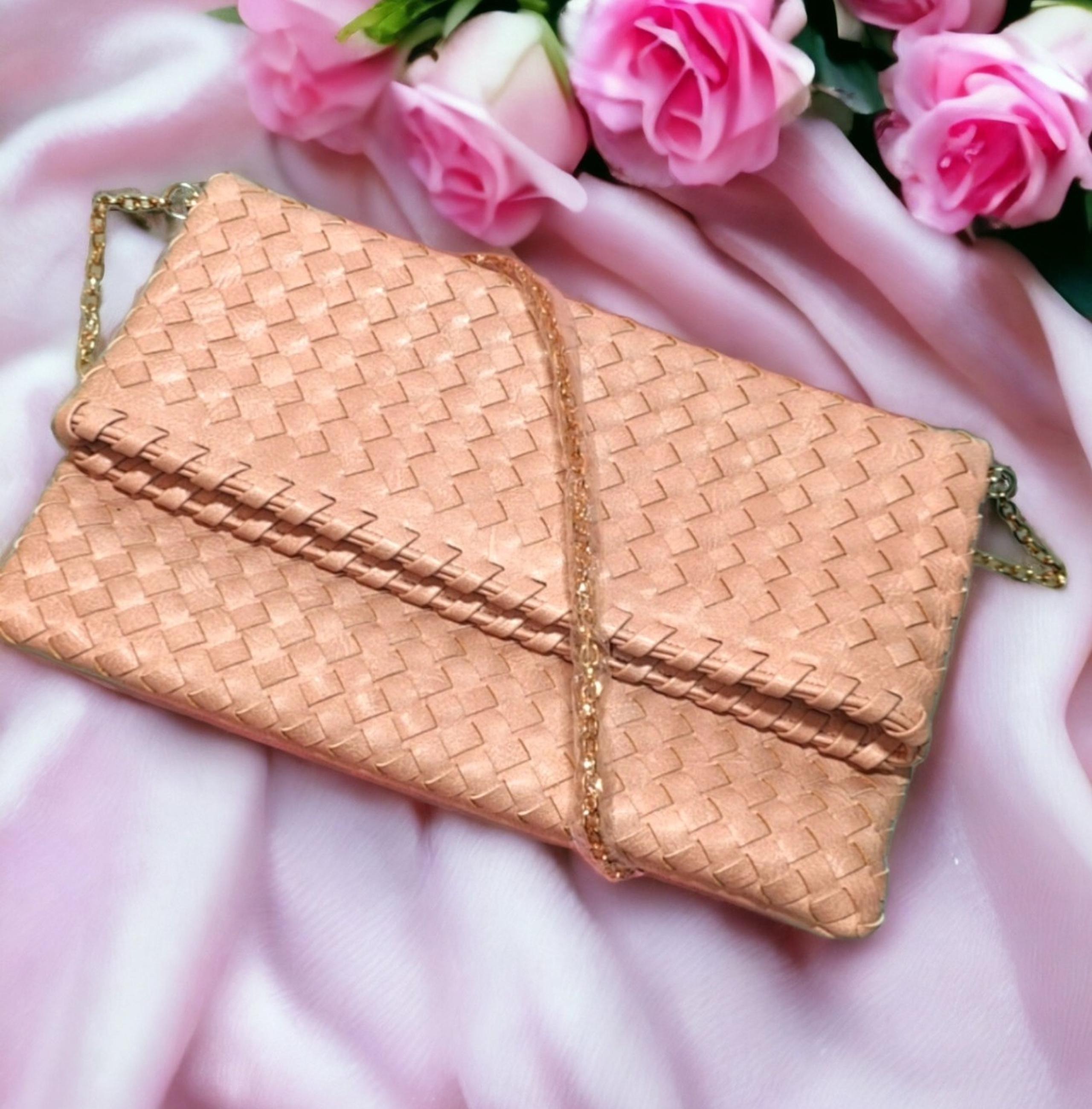 URBAN EXPRESSIONS Weave Fold Over Chain Crossbody Bag