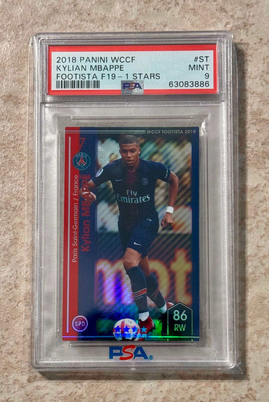 2019 Panini WCCF Footista Starting Lineup World Class Kylian Mbappe PSA 9 Mint