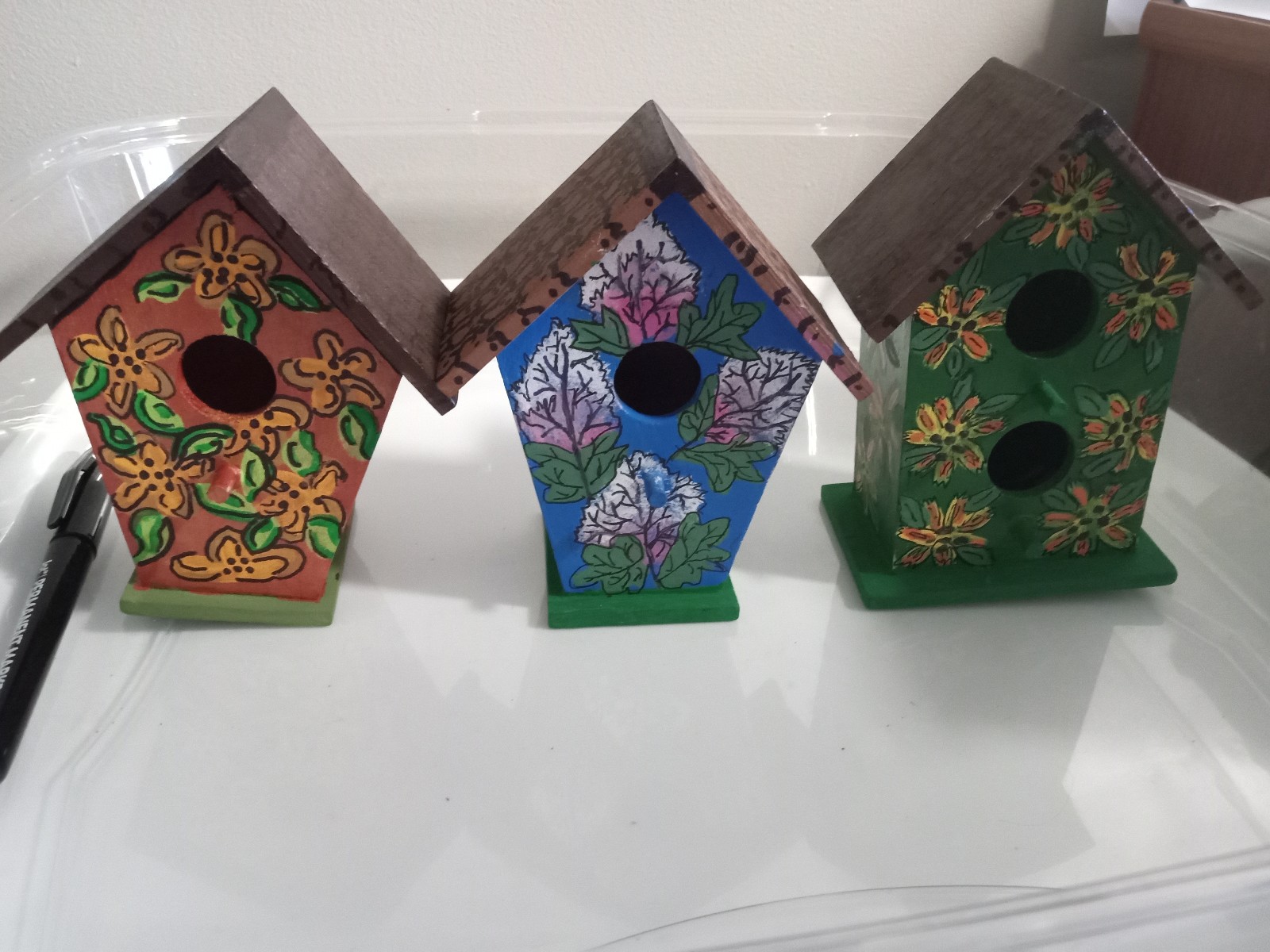 Beautiful hand painted bird houses