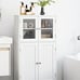 NEW Bathroom Floor Cabinet, Storage Wood Kitchen Cupboard w/Glass Doors White