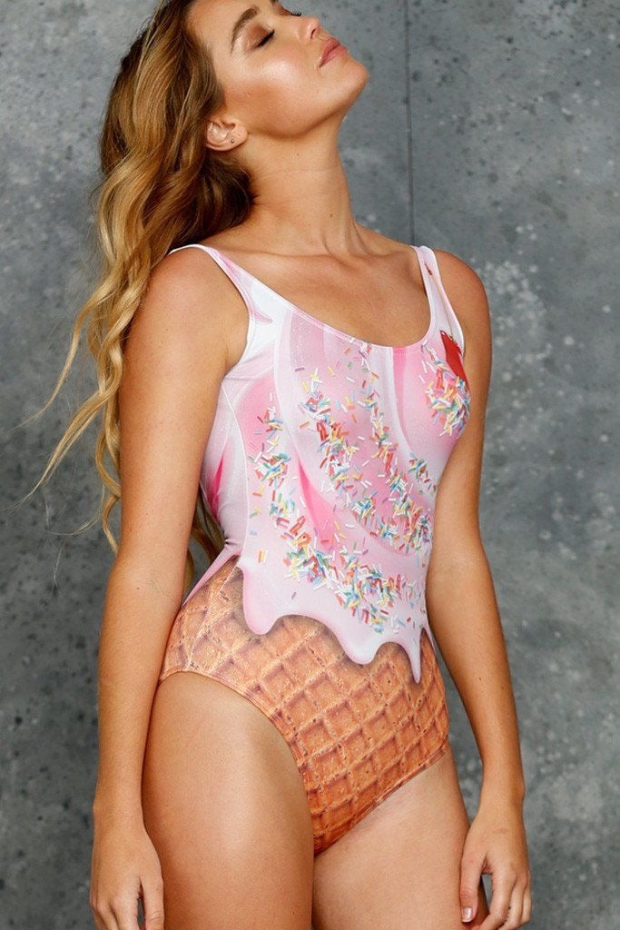 Blackmilk clothing Soft Serve Low back Swimsuit XL Ice cream bodysuit