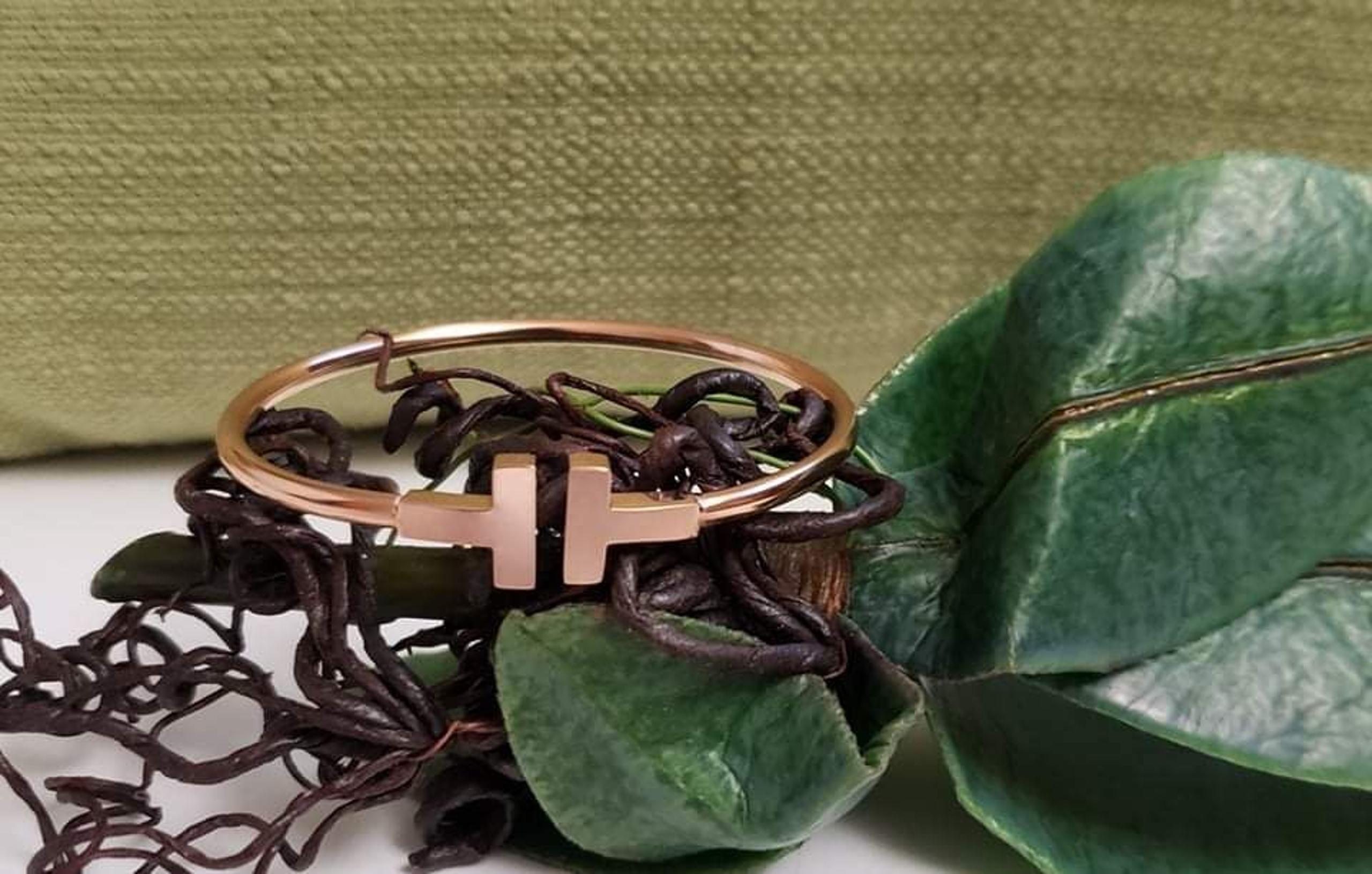 Rose Gold T Bangle Bracelet