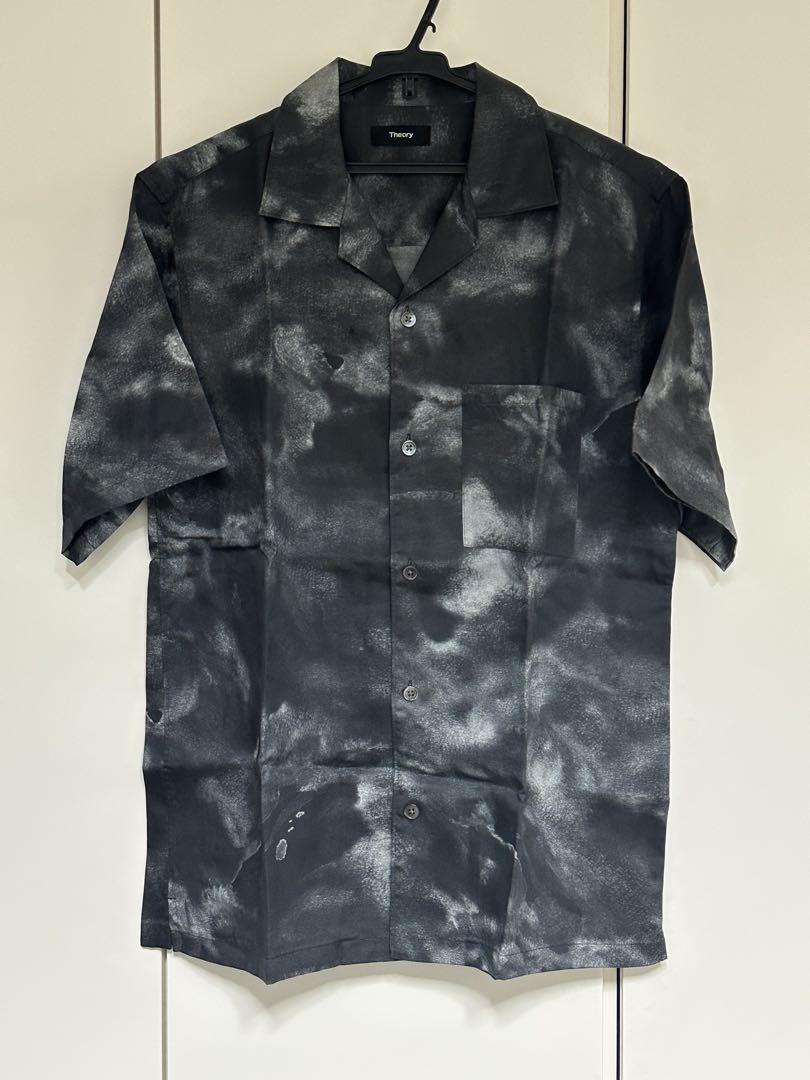 Theory Current Tag, Tried On Only, Cloud Print Open Collar Short Sleeve Shirt, Size S