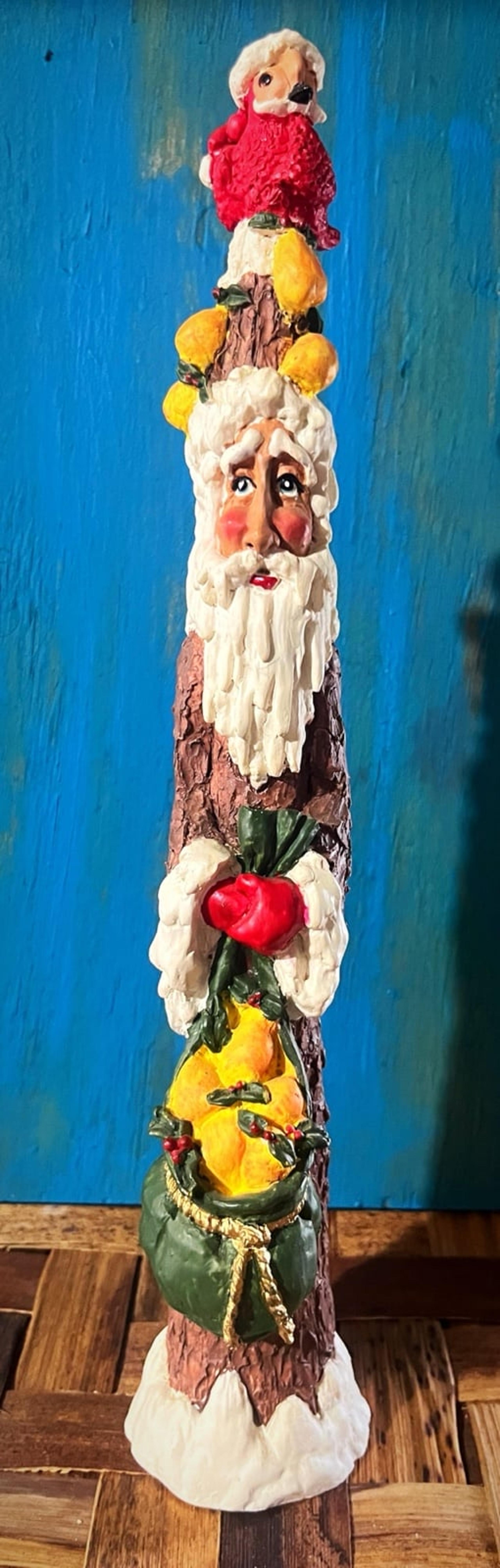 Skinny Santa Figurine Vintage Bird & Fruit Sack GANZ