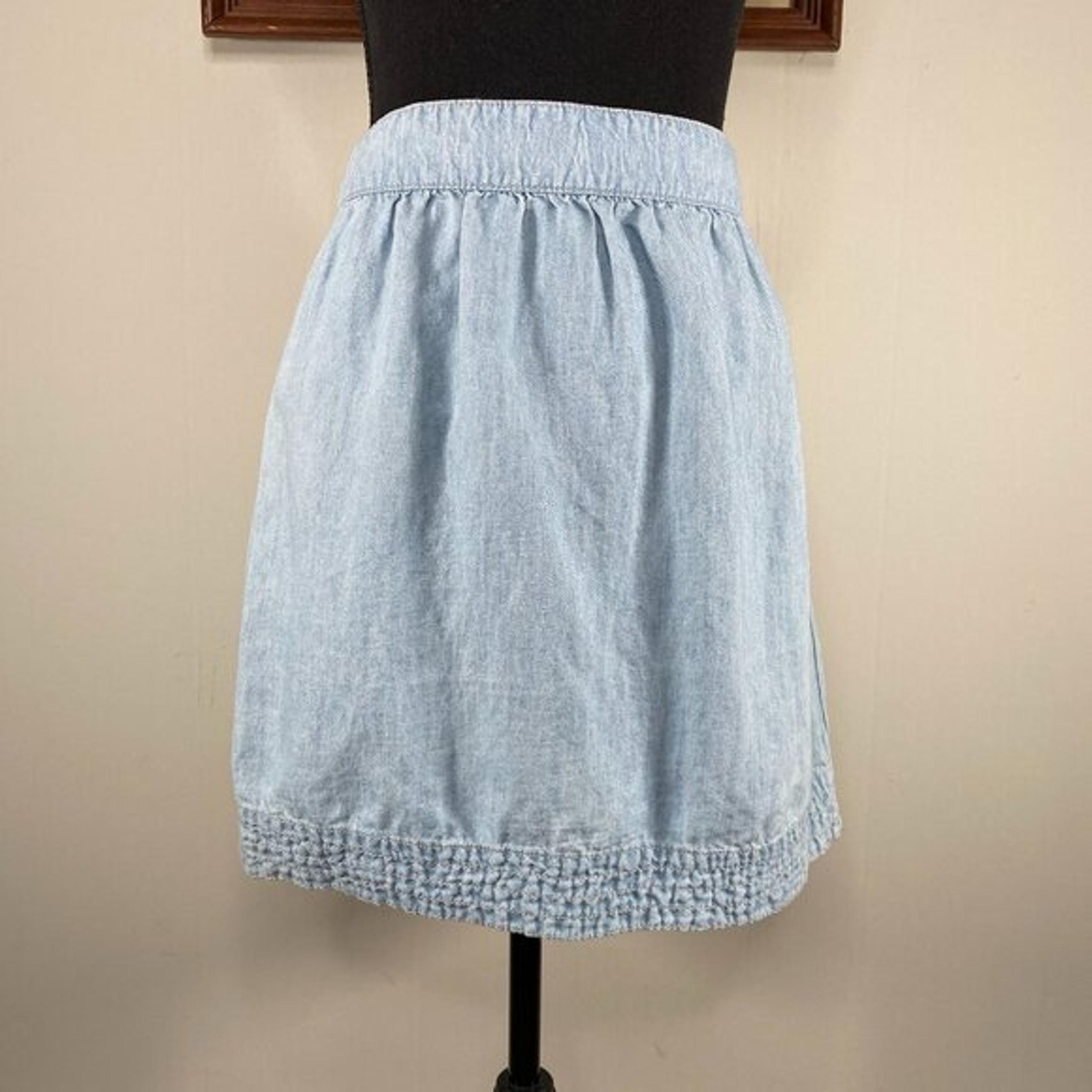 Ann Taylor LOFT Linen Blend A-Line Skirt Women's 2 Blue Casual Lightweight
