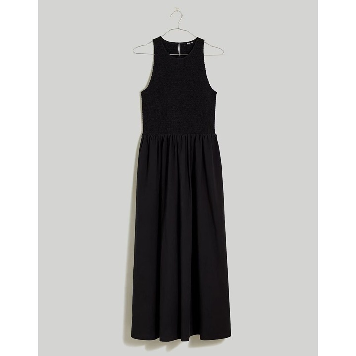 Madewell The Melody Smocked Midi Dress Women's Size XXS in Black New With Tags!
