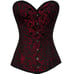 Black and red print steel boned corset.