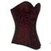 Black and red print steel boned corset.