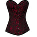Black and red print steel boned corset.