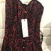 Black and red print steel boned corset.