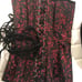 Black and red print steel boned corset.